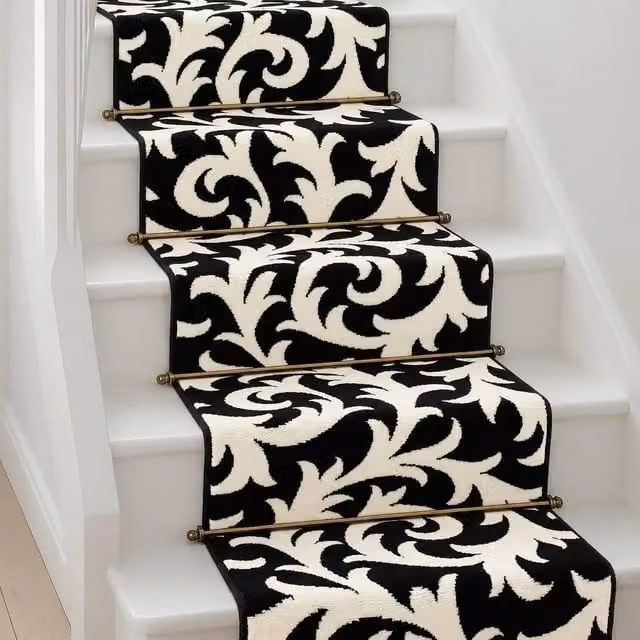 Bravich LTD Filigree Floral Hallway Runner Rug, Black, W: 60 cm, L: 360 cm – 1