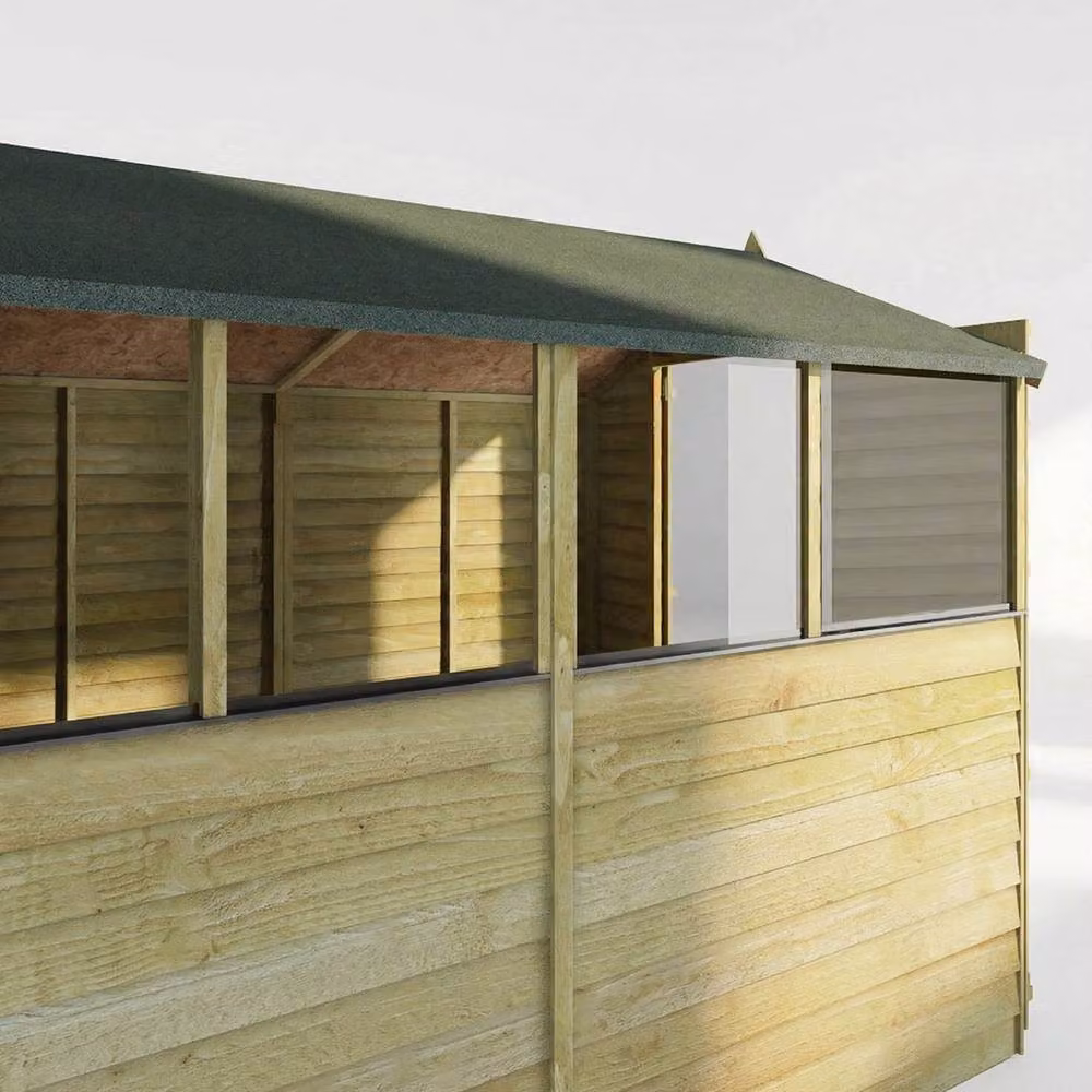 Mercia Double Door Overlap Apex Wooden Shed in Brown, W: 190.5 cm, D: 240.4 cm, H: 198.6 cm – 3