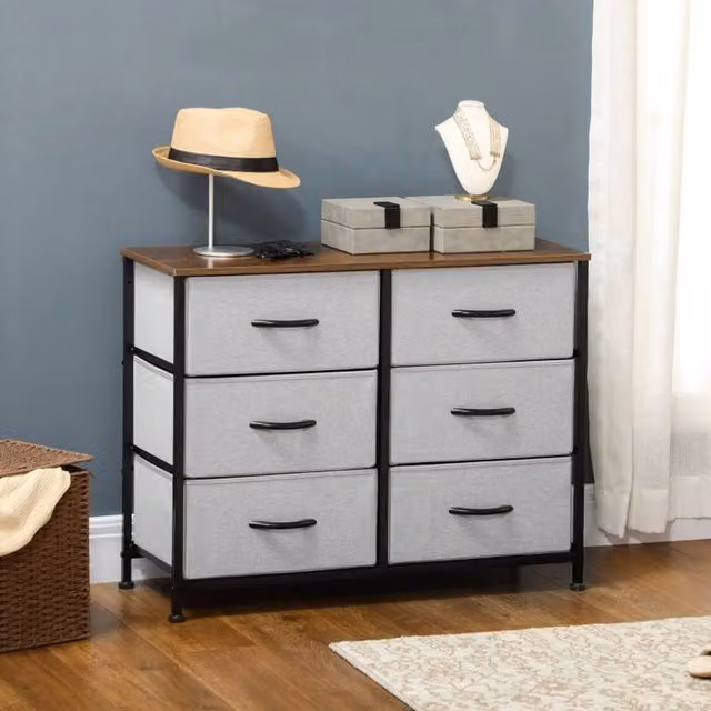 STILVORA Industrial 6-Drawer Chest of Drawers with Steel Frame in Grey – 1