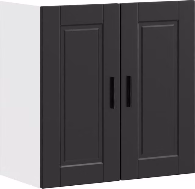 Berkfield Home Porto Black Matt MDF Wall Mounted Kitchen Cabinet with Hinged Doors and Internal Shelves