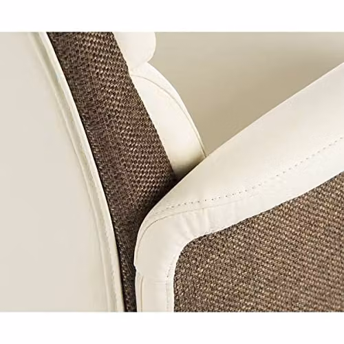 Elegance Retro Gull Wing Medium Back Executive Office Chair in Beige Synthetic Leather – 2