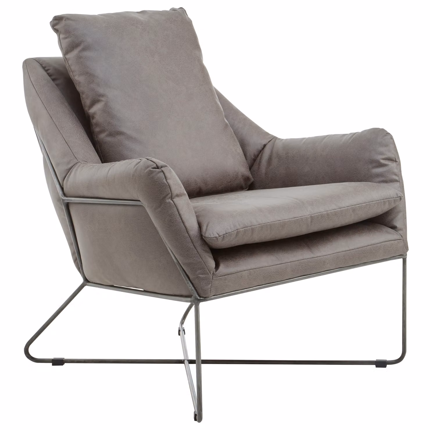 Orsina Mid-century Grey Faux Leather Accent Chair with Metal Frame – 2