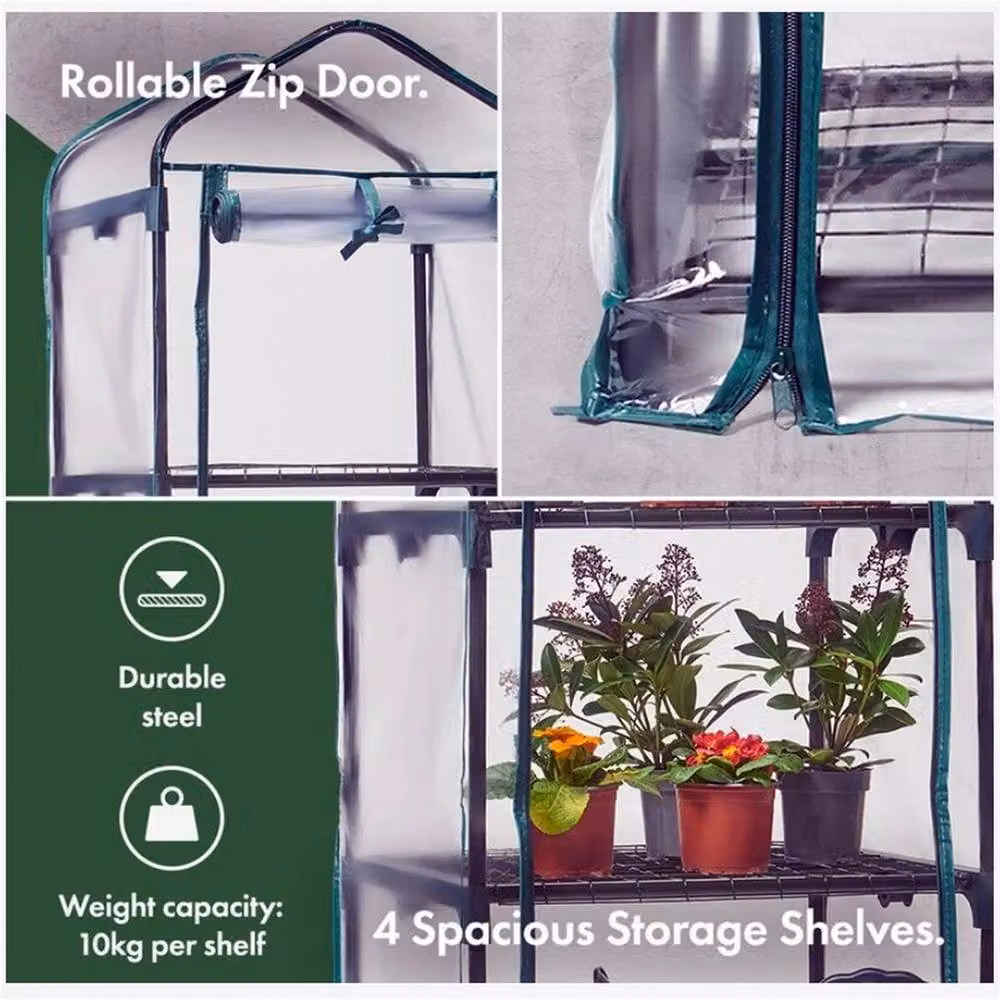 Nordara 4 Tier Steel Greenhouse with Transparent Shelving for Outdoor Garden Planting – 2