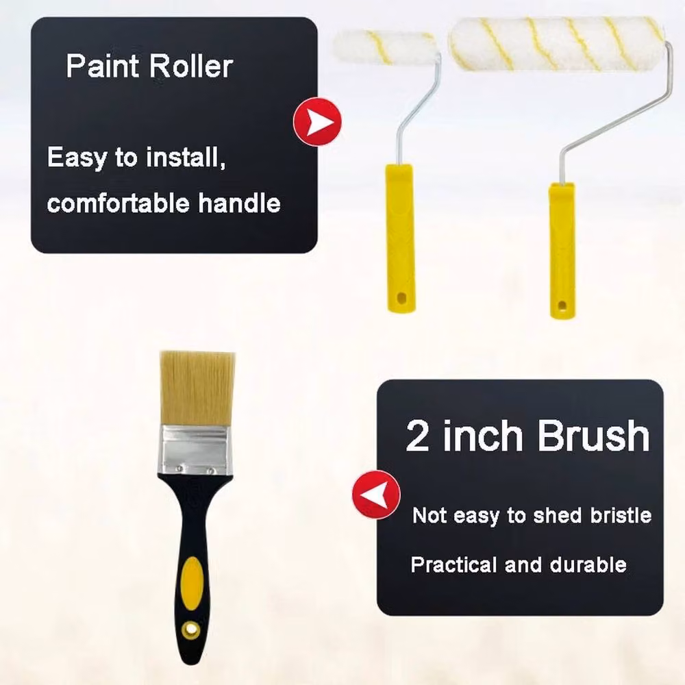 NESTLUNE 12-Piece Long Handled Paint Roller Set with Extendable High Reach Frame in Yellow, H: 1000 cm, W: 52 cm – 2