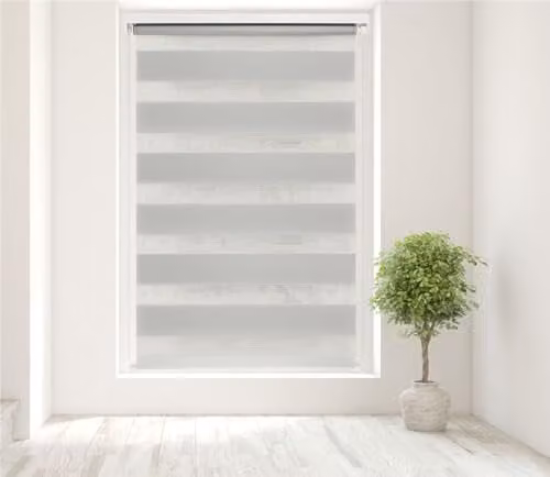 Caecus Light Grey Day and Night Zebra Roller Blind, Width: 160 cm, Drop: 210 cm