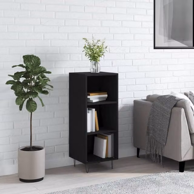 Berkfield Home Classic Sideboard in Black Matt MDF, W/D/H: 34.5 x 32.5 x 90 cm