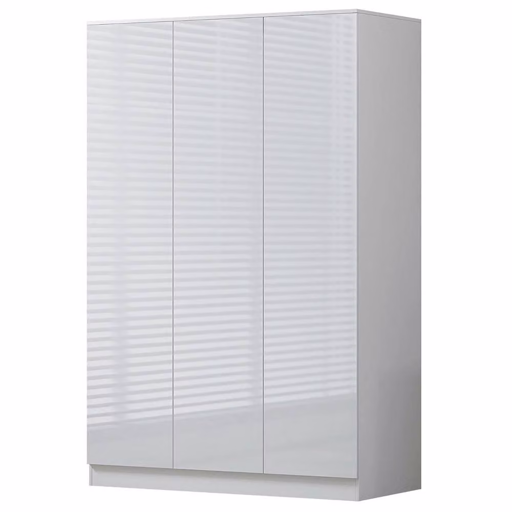 SPETLEK Modern 3 Door High Gloss White Wardrobe with Internal Shelves – 2