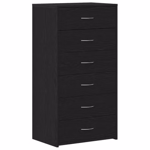 vidaXL Modern Sideboard with 6 Drawers in Black Oak, W: 50 cm, D: 34 cm, H: 96 cm