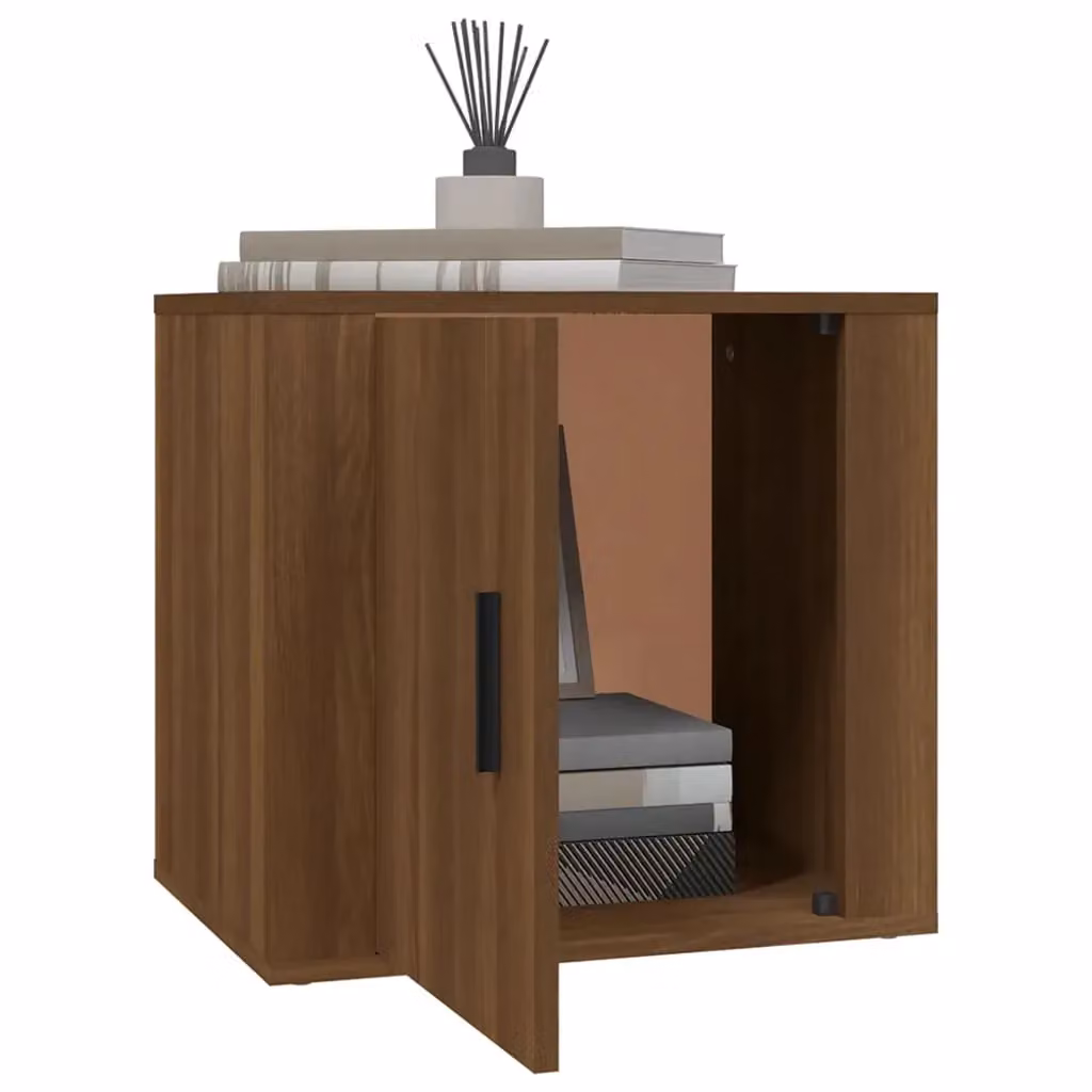 Berkfield Home Set of 2 Brown Oak Bedside Cabinets W: 50 cm, D: 39 cm, H: 47 cm – 3