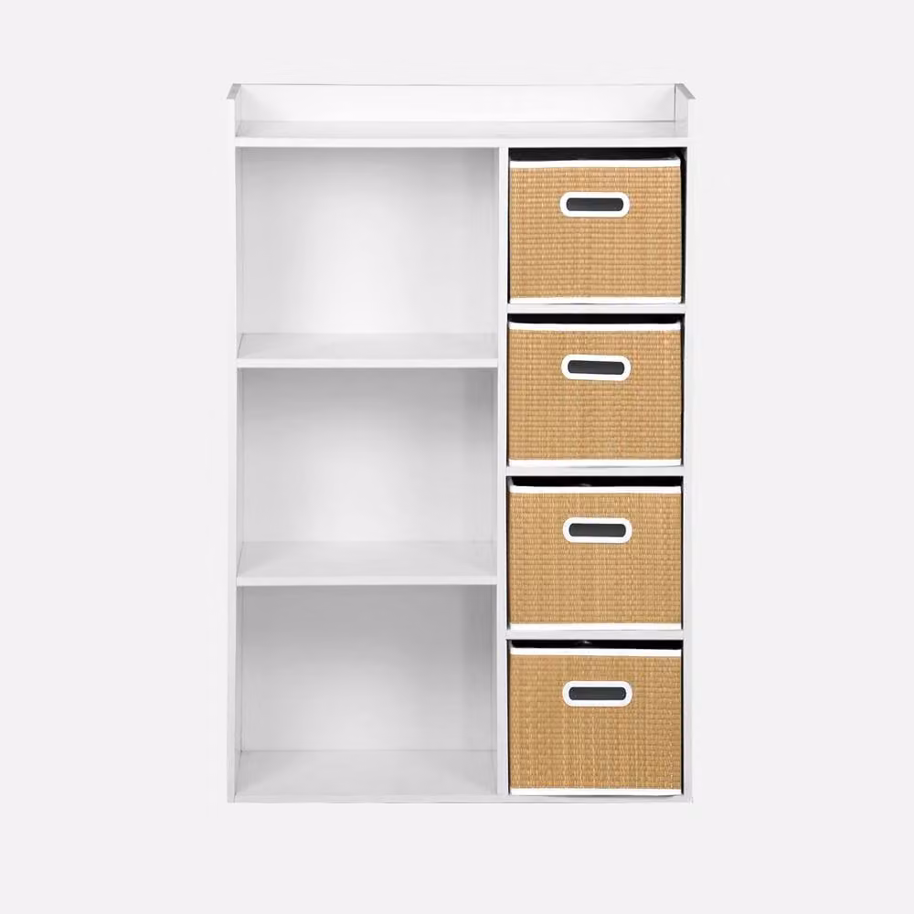 sweeek Storage Unit with 4 Plant Fibre Baskets in Light Brown, W/D/H: 96.0 x 29.5 x 29.5 cm – 2