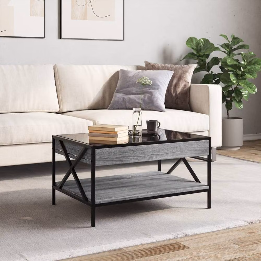 Berkfield Home Infinity LED Decorative Coffee Table in Grey Sonoma, W: 70 cm, D: 50 cm, H: 38 cm – 2