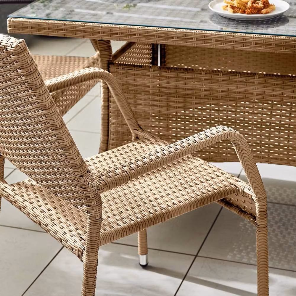 FurnitureboxUK Antigua 6 Seater Rattan Outdoor Garden Dining Set in Beige – 2