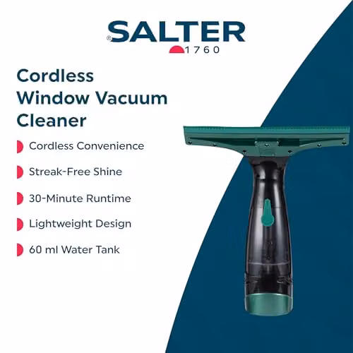Salter SAL0012V2E Cordless Window Vac Black Rechargeable Electric Squeegee Handheld Vacuum Cleaner with 60 ml Water Tank – 2