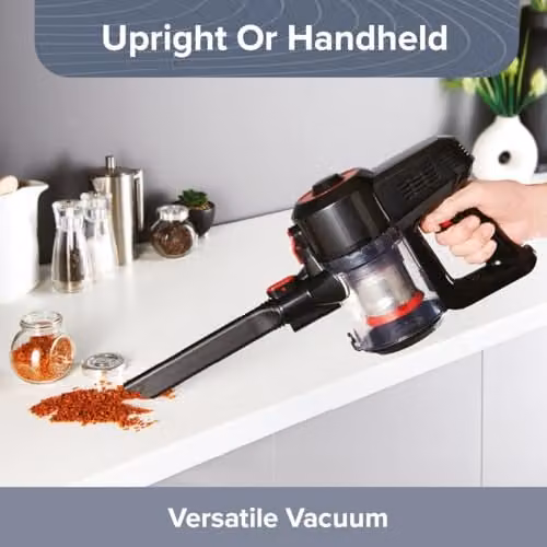 Quest 5-in-1 Lightweight Cordless Vacuum with 150W Suction, 40 Minute Battery Life and 650ml Bagless Dust Tank, featuring Washable HEPA Filter and LED Display – 5