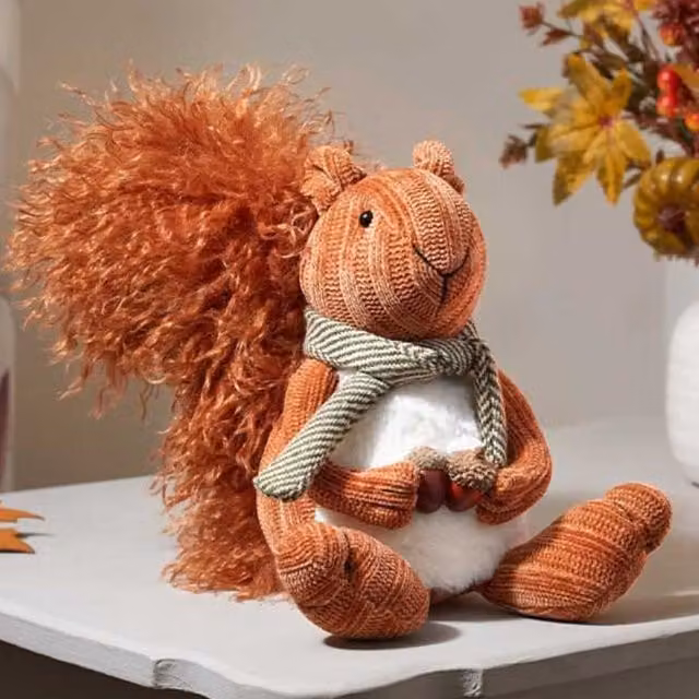 Marco Paul Orange Plush Squirrel Autumn and Halloween Tabletop Decoration, Height: 28 cm – 1