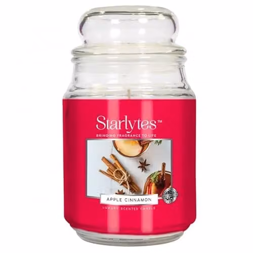 Starlytes Apple Cinnamon Luxurious Candle in a White Glass Jar, 18oz