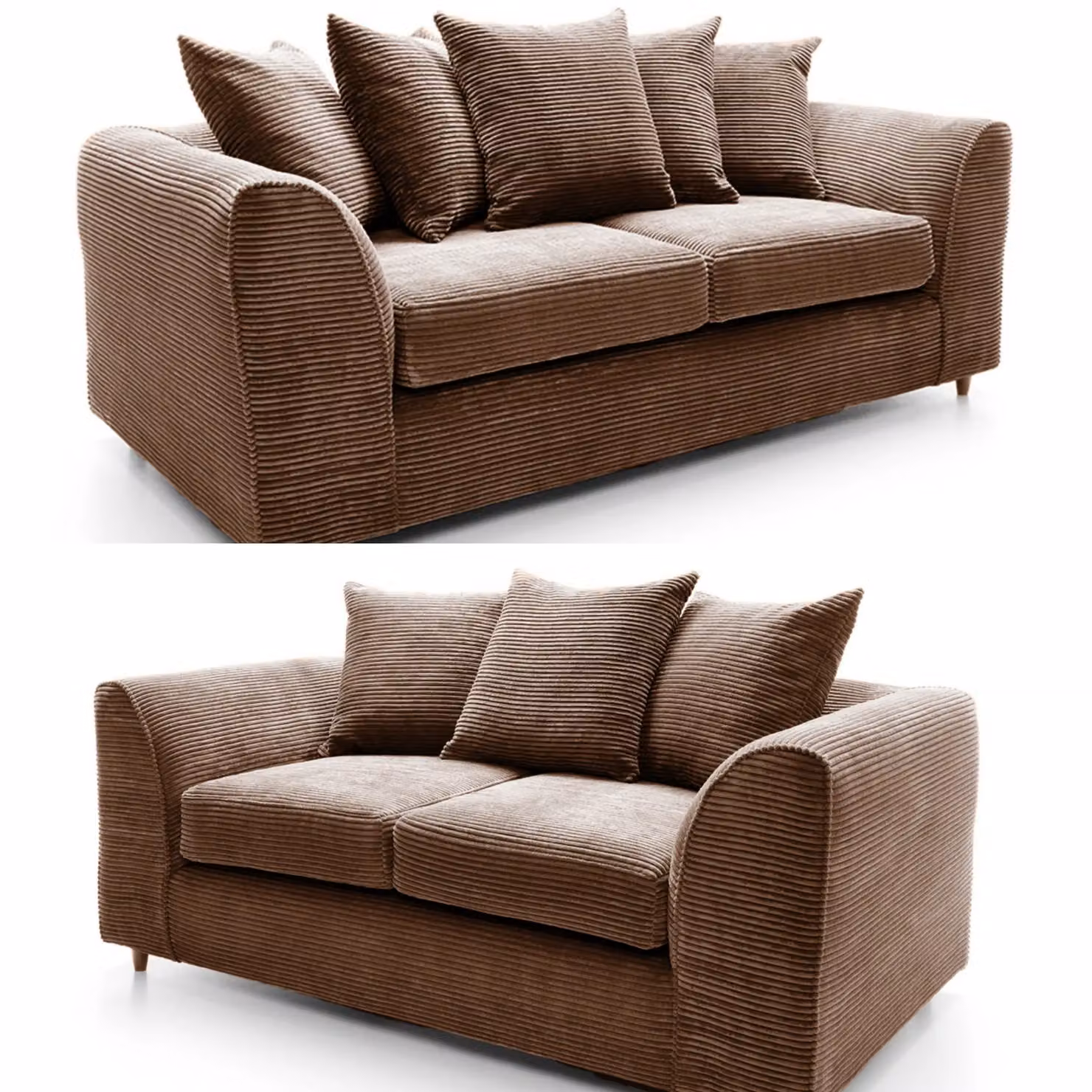 SquareBoxx Lennox 3+2 Sofa Set in Brown Cord Upholstery – 2