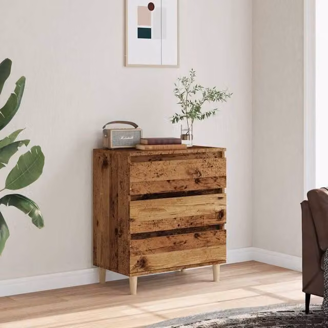 Berkfield Home Rustic Old Wood Sideboard in Brown, W/D/H: 60 x 35 x 70 cm – 1