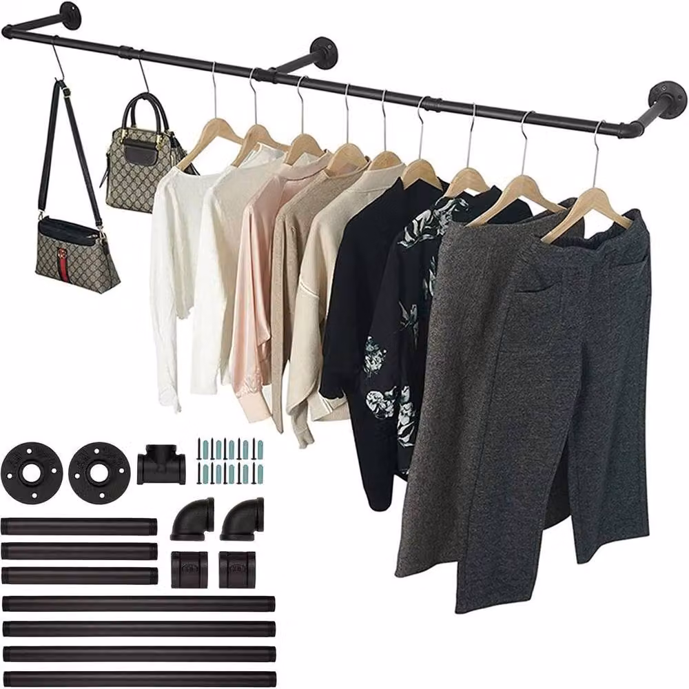NESTLUNE Heavy Duty Metal Clothes Rail in Matt Black, W/D/H: 100 x 26.5 x 180 cm – 4