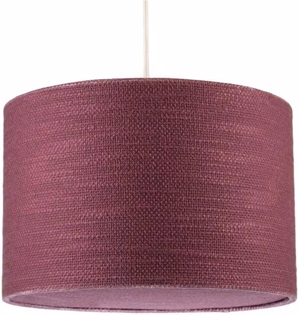 Happy Homewares Burgundy Textured Linen Round Pendant Light Shade with Diffuser and Reducer Ring – 1