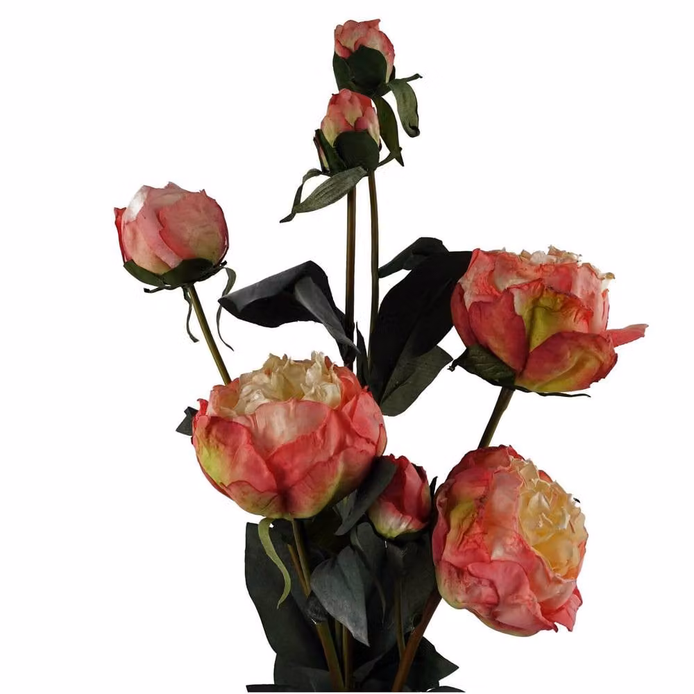 Leaf Pink Peony Artificial Flower Stems, 6 Pack, Height: 55 cm – 4