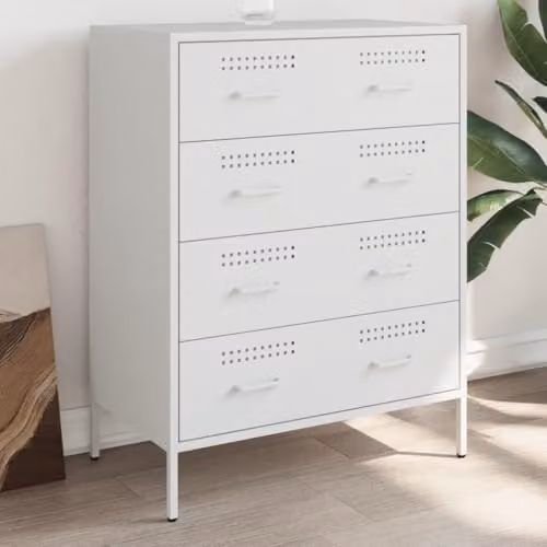 vidaXL Industrial Metal Sideboard in White, W/D/H: 68 x 39 x 89 cm – 2