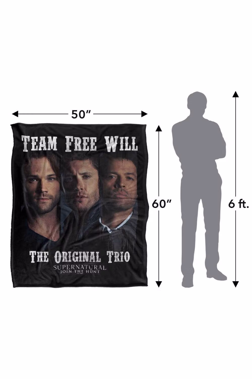 LOGOVISION Supernatural Sam Dean Castiel Original Trio Silky Touch Super Soft Fleece Throw Blanket, Multicolour, W: 152 cm, D: 127 cm – 8