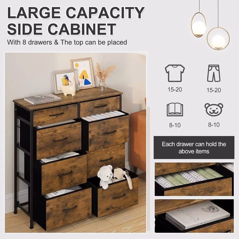 SPETLEK Brown Industrial Chest of Drawers for Bedroom Storage – 3