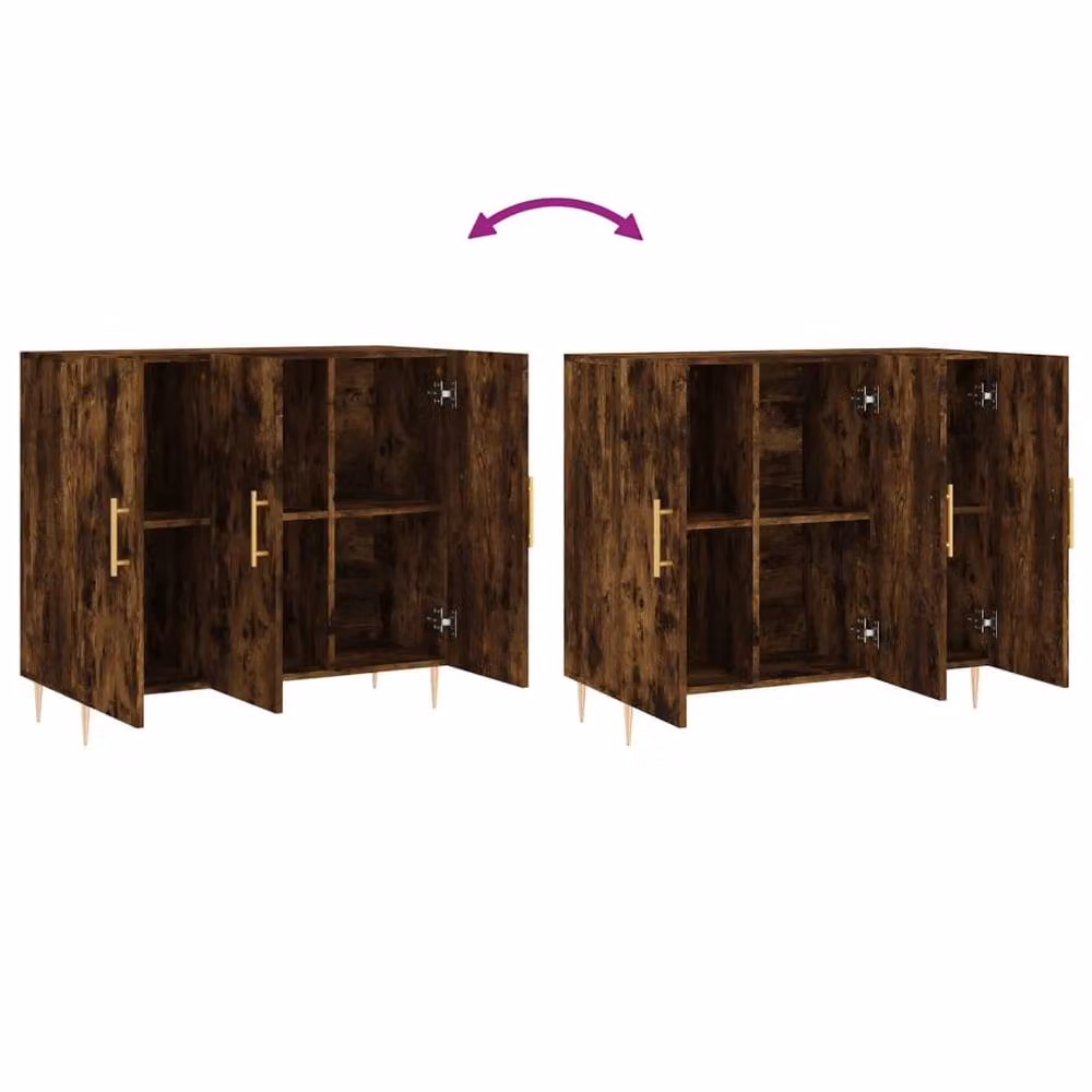 Berkfield Home Smoked Oak Sideboard in Brown, W/D/H: 90 x 34 x 80 cm – 5