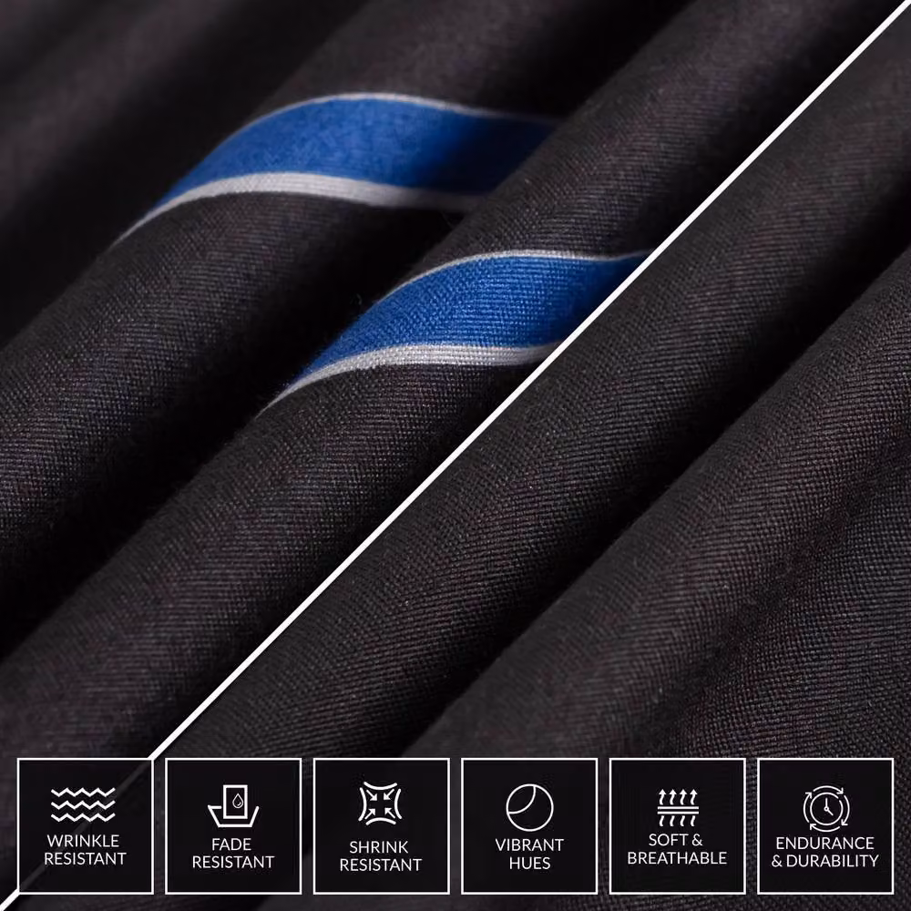 Pamposh Reversible Nautical Microfibre Duvet Cover and Pillowcase Set in Blue, Black and White – 5