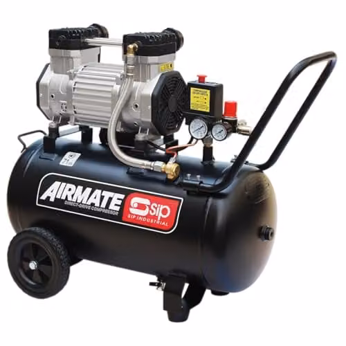 SIP Airmate Low Noise Oil-Free Direct Drive Air Compressor, Black, 50L, 2.2kW, 8 Bar – 1