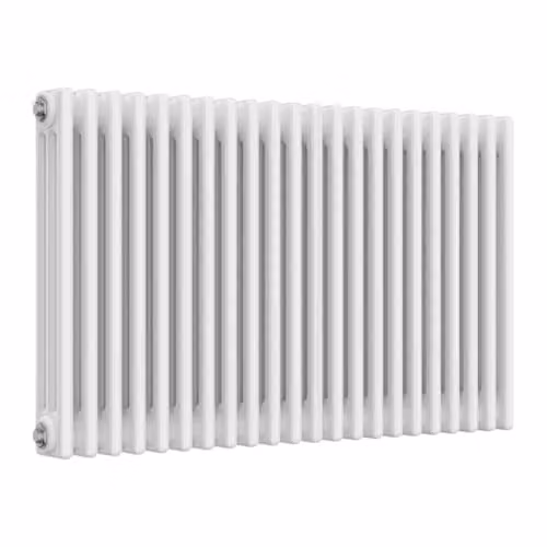 Reina Colona 3 Column Steel Wall Hung Radiator, White, H: 60 cm, W: 101 cm, D: 6 cm