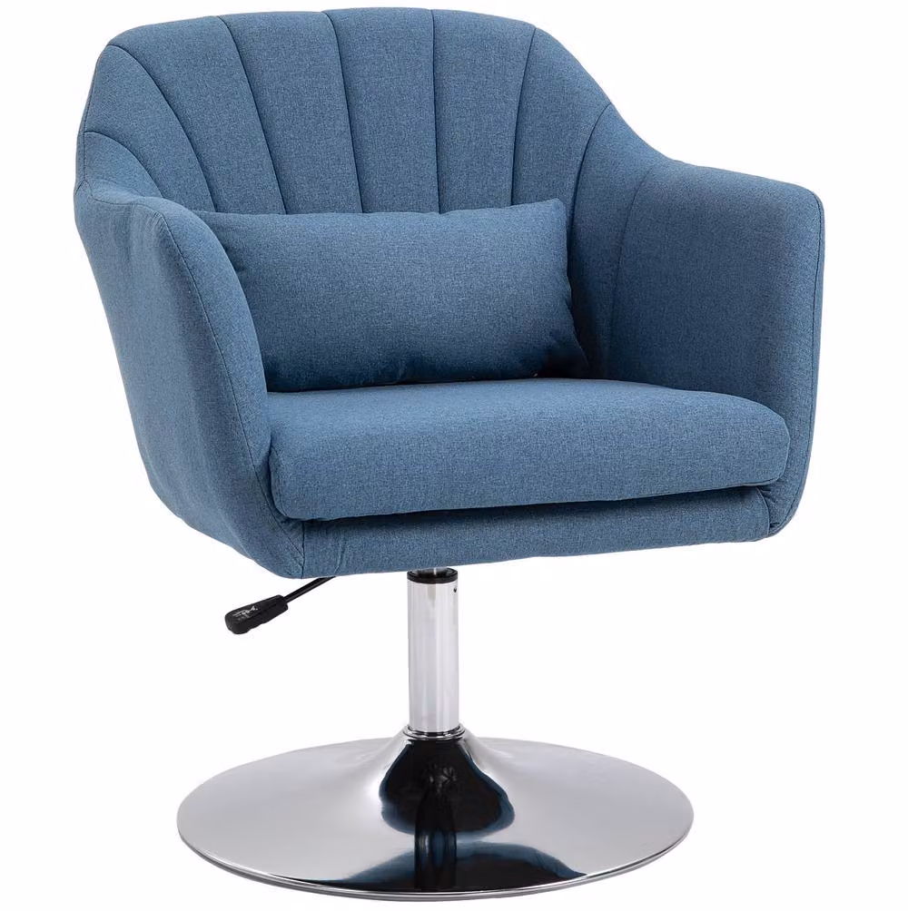 STILVORA Blue Fabric Swivel Vanity Chair with Adjustable Height and Armrests – 3