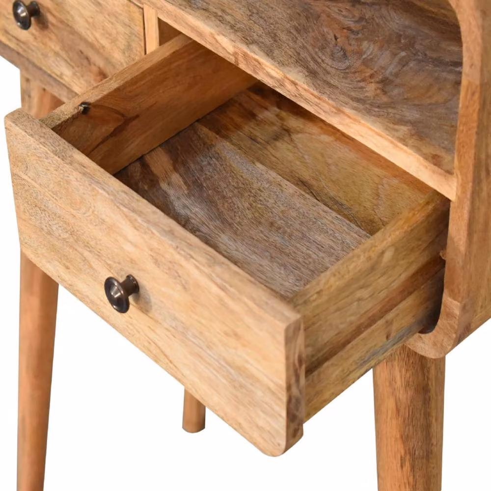 Wyld Haus Peschiera Mini Curved Mango and Oak Wood Console Table in Brown, W/D/H: 60.0 x 17.5 x 90.0 cm – 5