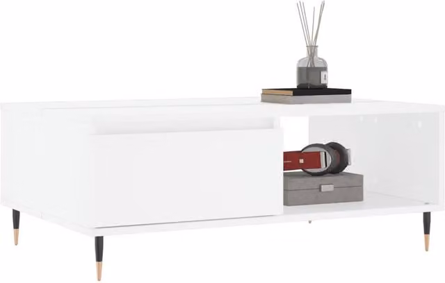 Berkfield Home White Glossy Decorative Coffee Table, W/D/H: 90 x 60 x 35 cm – 1