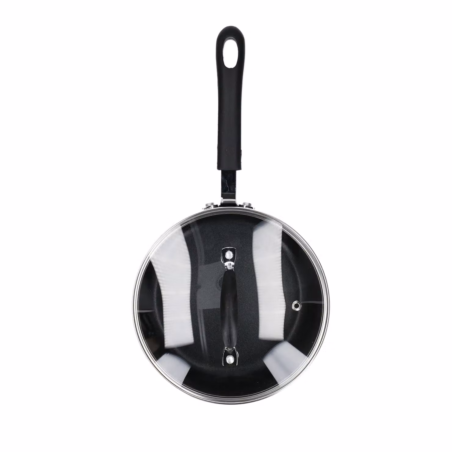 MasterClass Non-Stick Heavy Duty 20cm Saucepan with Glass Lid, Black – 3