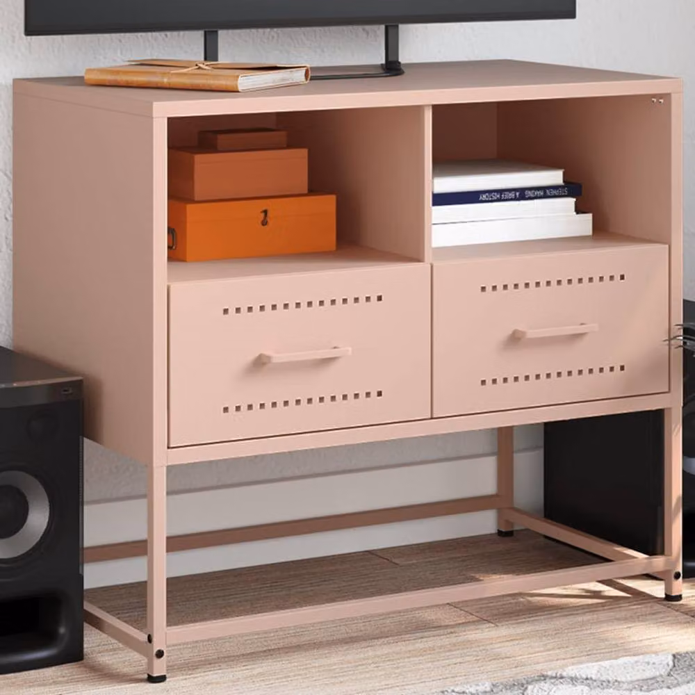 Berkfield Home Pink Metal Industrial TV Cabinet W: 68 cm, D: 39 cm, H: 60.5 cm – 2