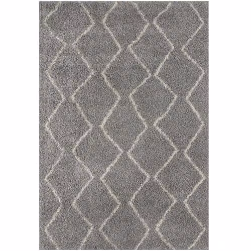THE RUGS Modern Moroccan Boho Design Living Room and Bedroom Rug, Grey/White, W: 240 cm, L: 340 cm – 2