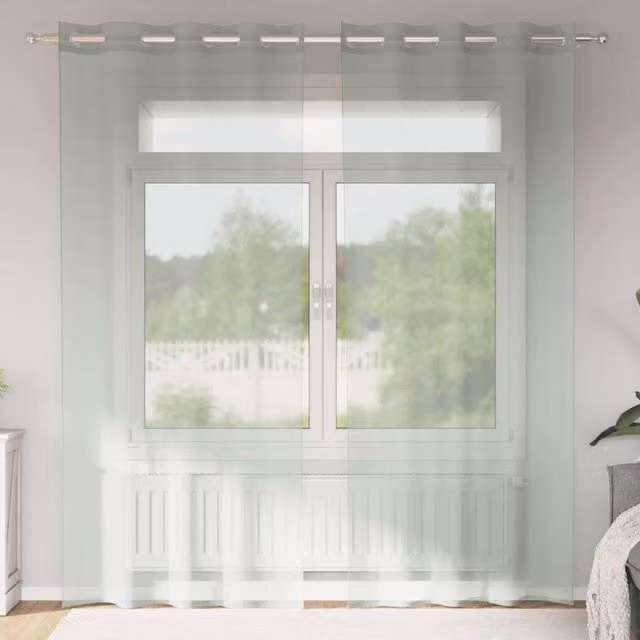 Berkfield Home Grey Voile Fabric Panel Curtains with Eyelets, 2 Pack, W: 140 cm, H: 225 cm