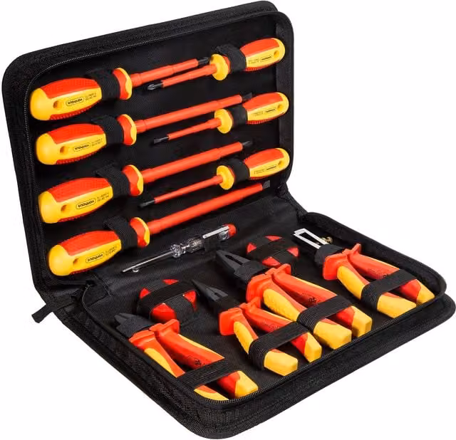 VonHaus 15 Piece VDE Insulated Screwdriver and Pliers Hand Tool Set in Orange – 1