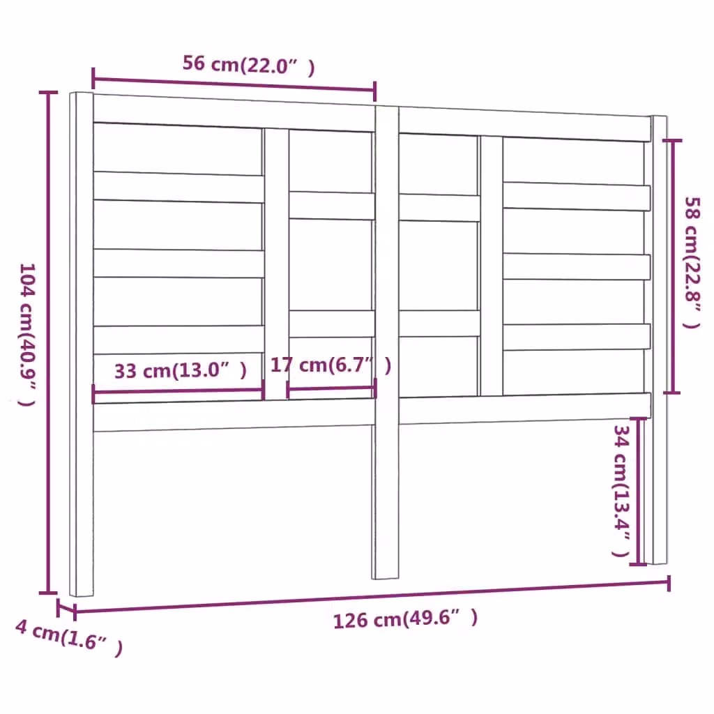 Berkfield Home Rustic Black Solid Pine Wood Bed Headboard W/D/H: 126 x 4 x 104 cm – 3