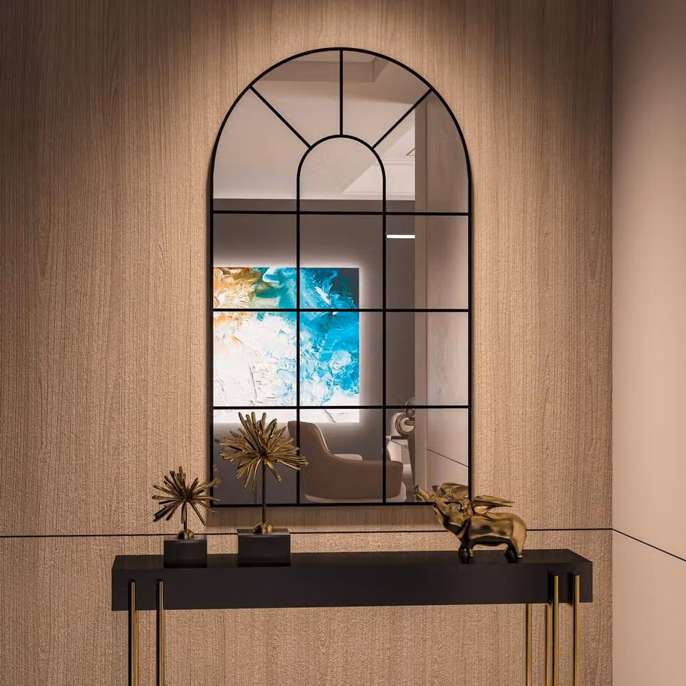 CASSILANDO Arched Window Wall Mirror in Black – 7