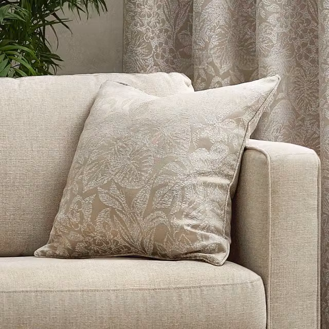 Wylder Nature Bali Botanical Jacquard Square Cushion in Beige, W/D/H: 50 x 50 x 50 cm