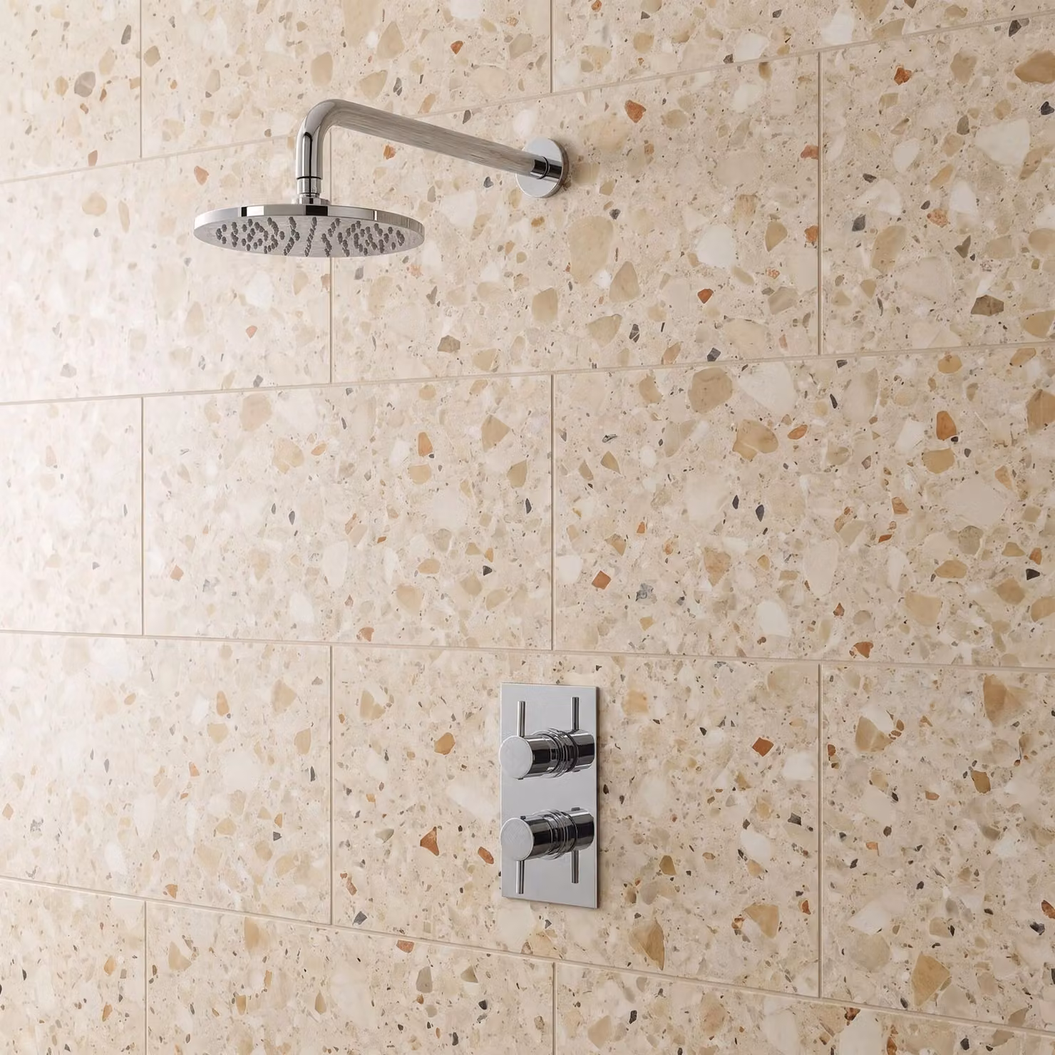 Balterley Round Rainfall Overhead Shower Head with Anti-Limescale Feature, Chrome/Silver, W/D/H: 20 x 20 x 5 cm – 2