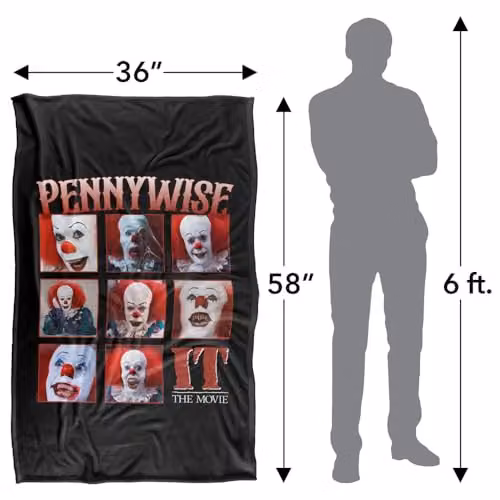 LOGOVISION It The Movie Pennywise Squares Super Soft Silky Touch Fleece Throw Blanket, Multicolour, W: 91.44 cm, D: 147.32 cm – 4