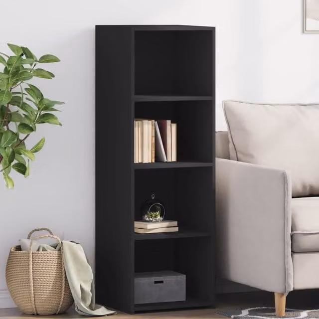 Berkfield Home Modern Black Matt Highboard in MDF, W/D/H: 40 x 41 x 124 cm