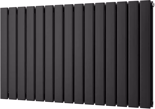 UK Radiators Typhoon Black Flat Tube Horizontal Designer Radiator, W: 102 cm, H: 60 cm
