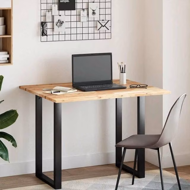 Berkfield Home Untreated Solid Acacia Wood Desk Top in Brown, W: 100 cm, D: 80 cm, H: 2 cm – 1