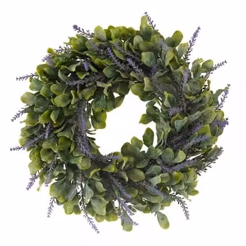 Smart Garden Lavender Whirl Round Floral Wreath, Green, Diameter: 35 cm – 1