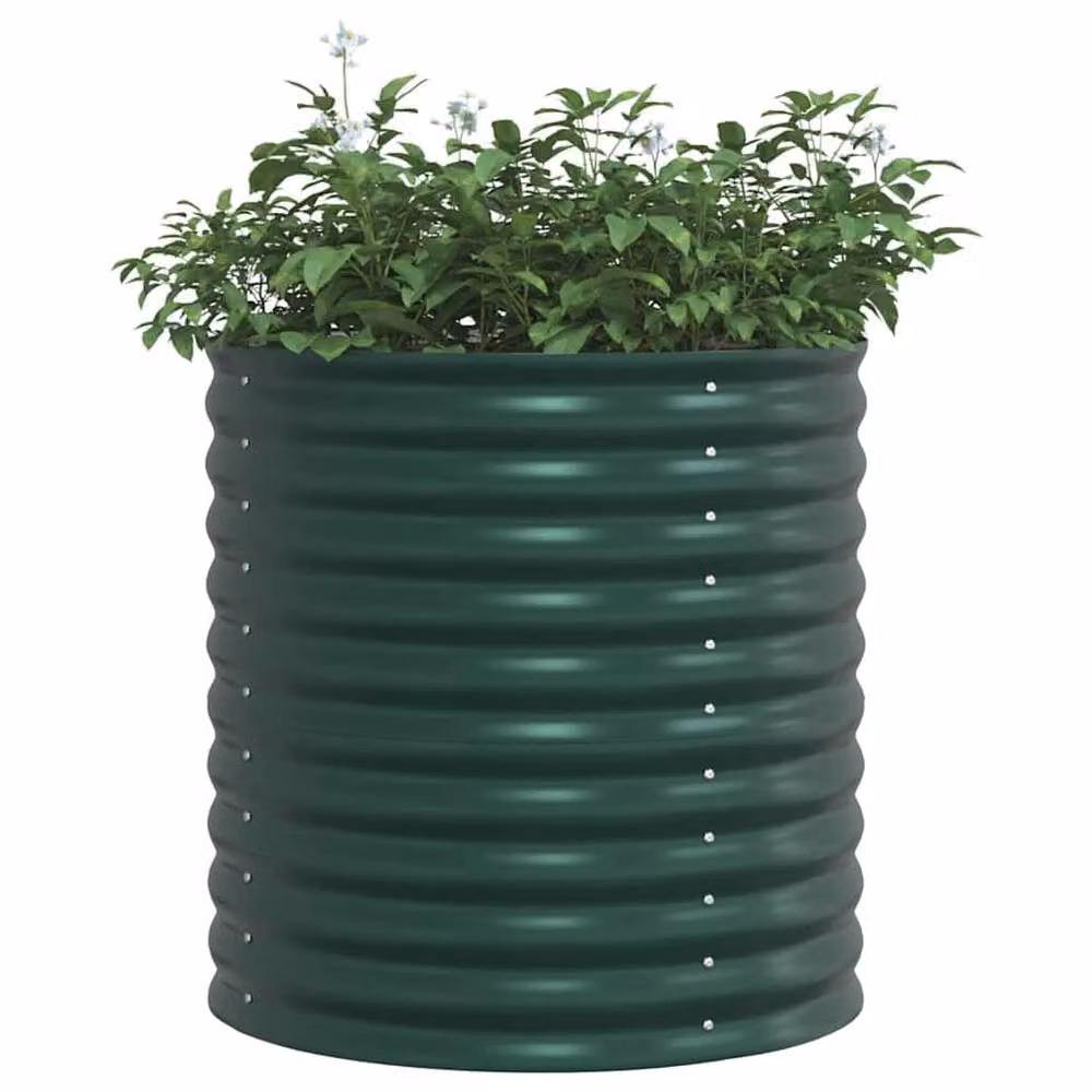 Berkfield Home Garden Green Galvanised Steel Raised Bed W/D/H: 80 x 80 x 81 cm – 3